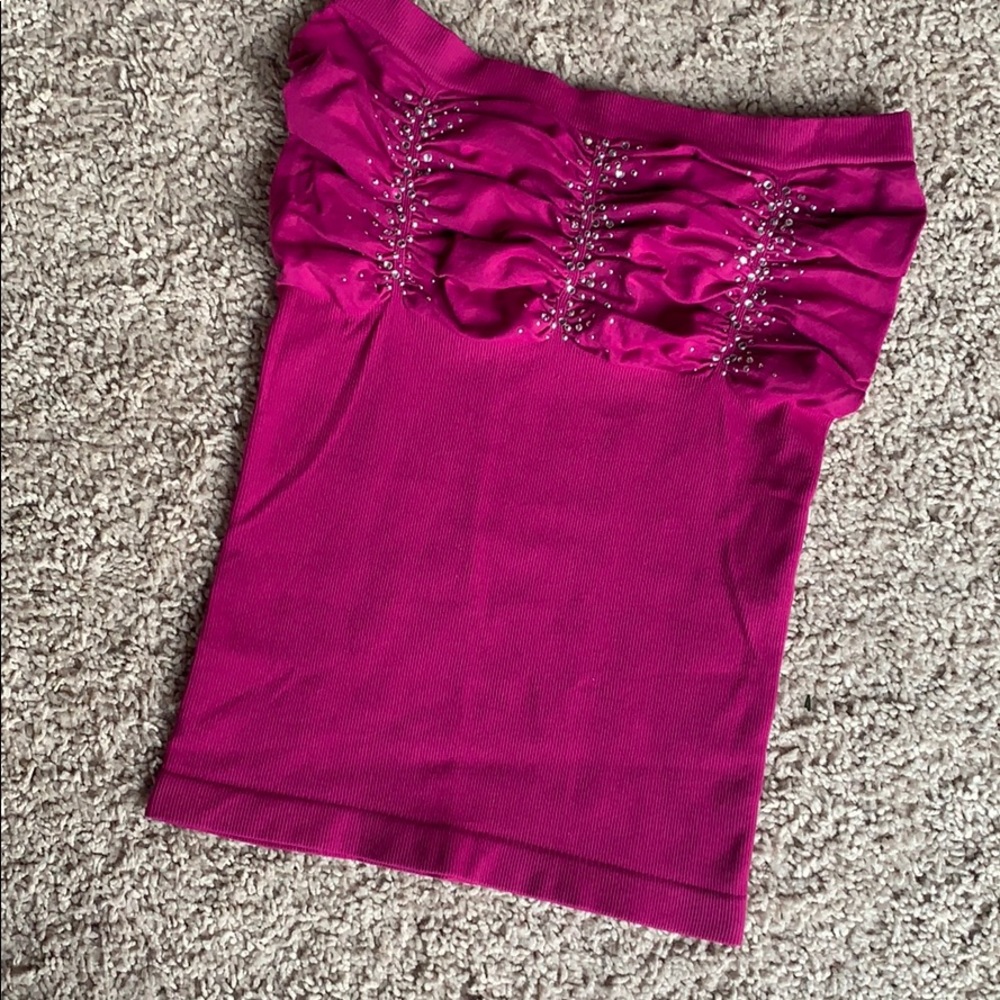 Magenta strapless top XS